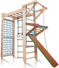 Дитячий спортивний куточок з рукоходом SportBaby Sport 5-220, Сосна-Бук, 230 × 80 × 220 см, від 2-х років до 130 кг